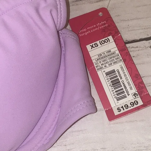 Xhilaration Bikini Top Womens XS Purple Lavender Solid Tie Front NEW Target XS - Picture 3 of 6